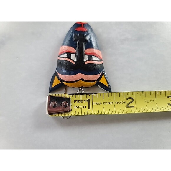 Painted Wooden Dangling Cat Face Earrings Vintage Costume Jewelry New Old Stock - Picture 9 of 10